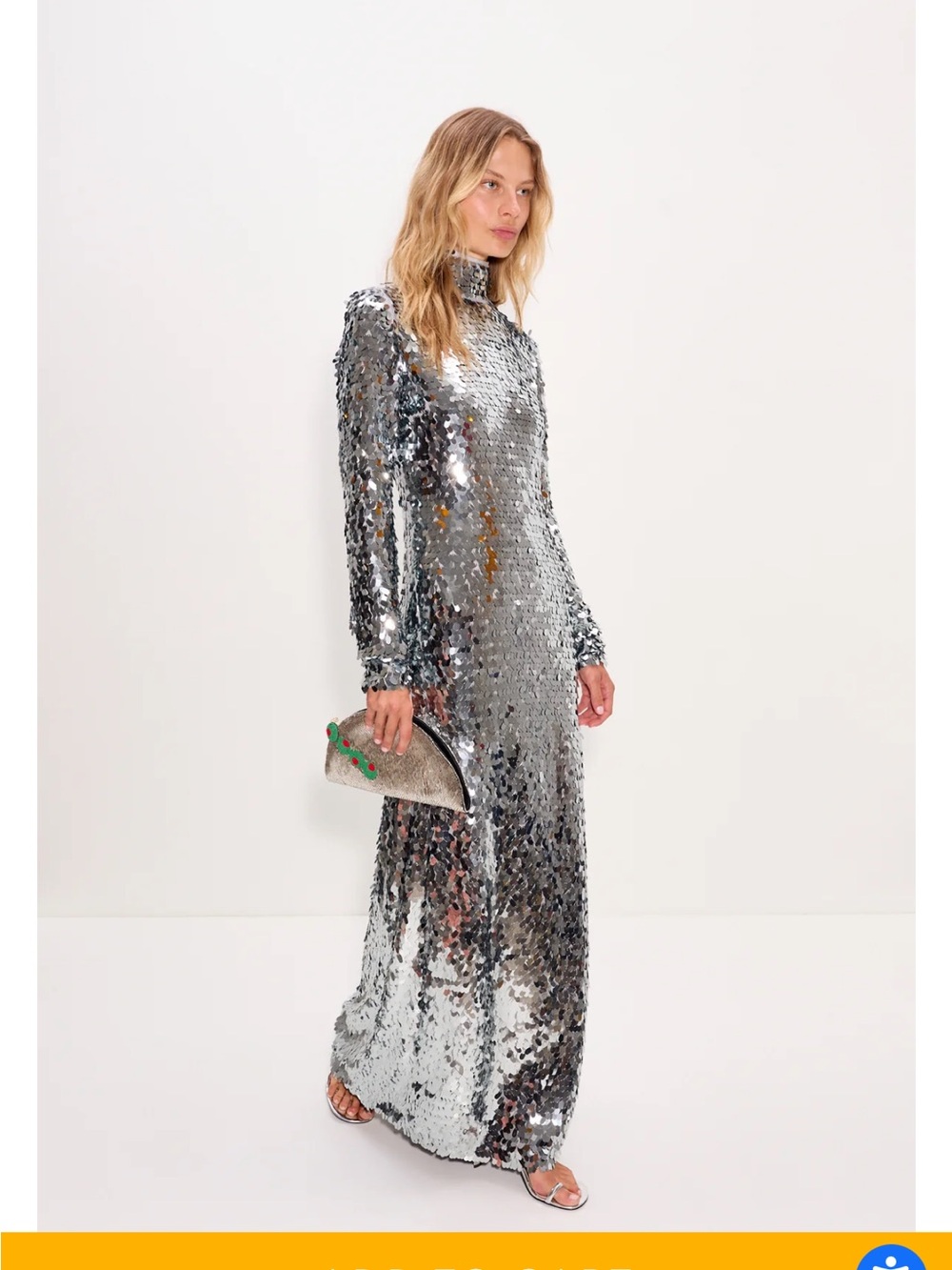 Simon Miller Silver Sequin Long-Sleeve Maxi Dress